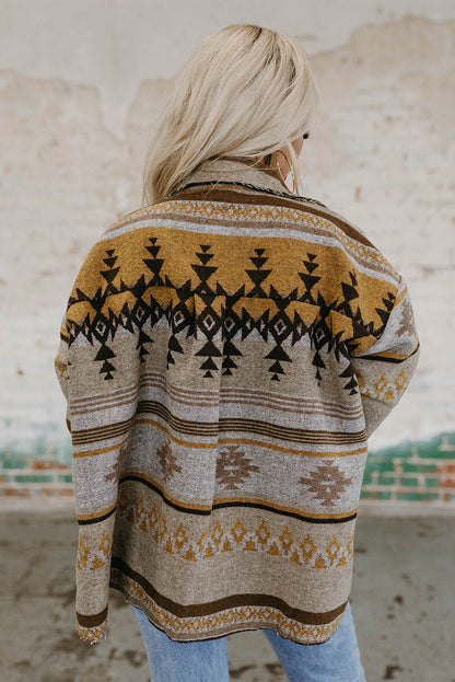 Brown Western Aztec Print Jacket