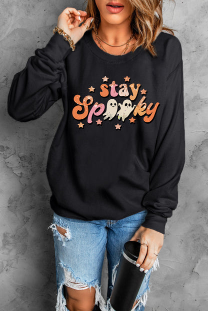 Black Halloween stay Spooky Graphic Sweatshirt