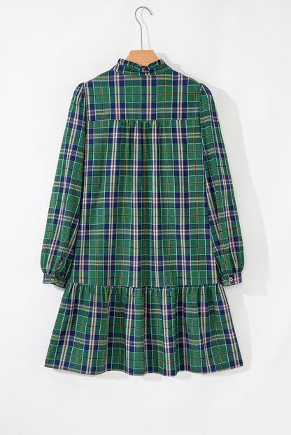 green plaid mini dress