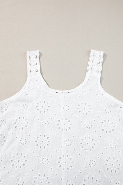 White Eyelet Embroidery Tank Top