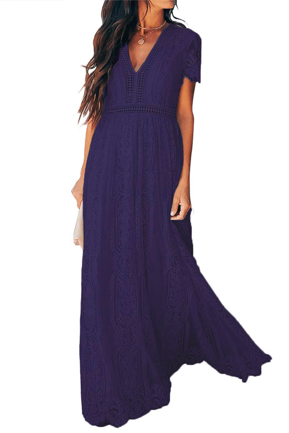 Printed V-Neck Short Sleeve Bohemian Dress