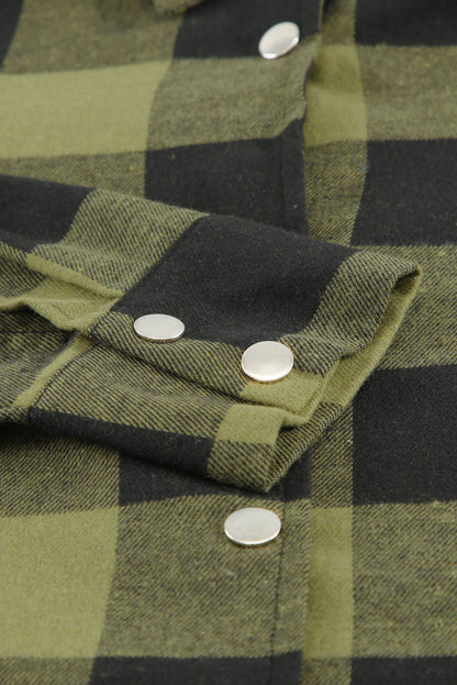 Lapel Collar Single Breasted Loose Plaid Wool Coat