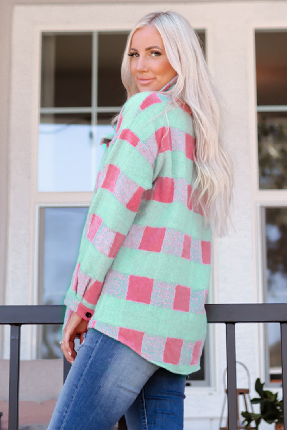 Pink Plaid Pattern¬†Oversized Shacket