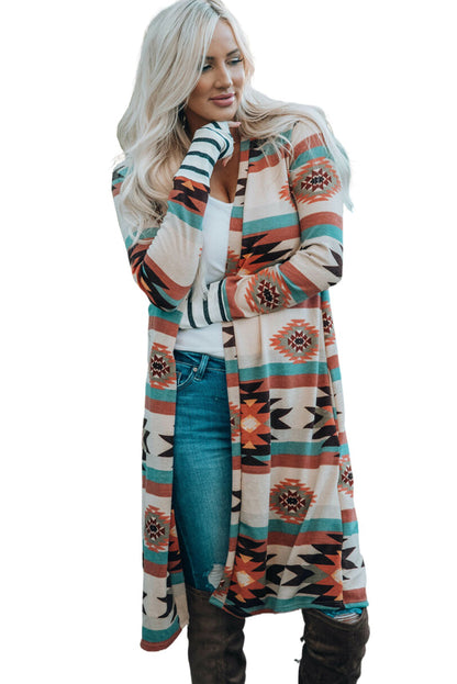 Chic Printed Lapel Woolen Coat with Unique Stitching