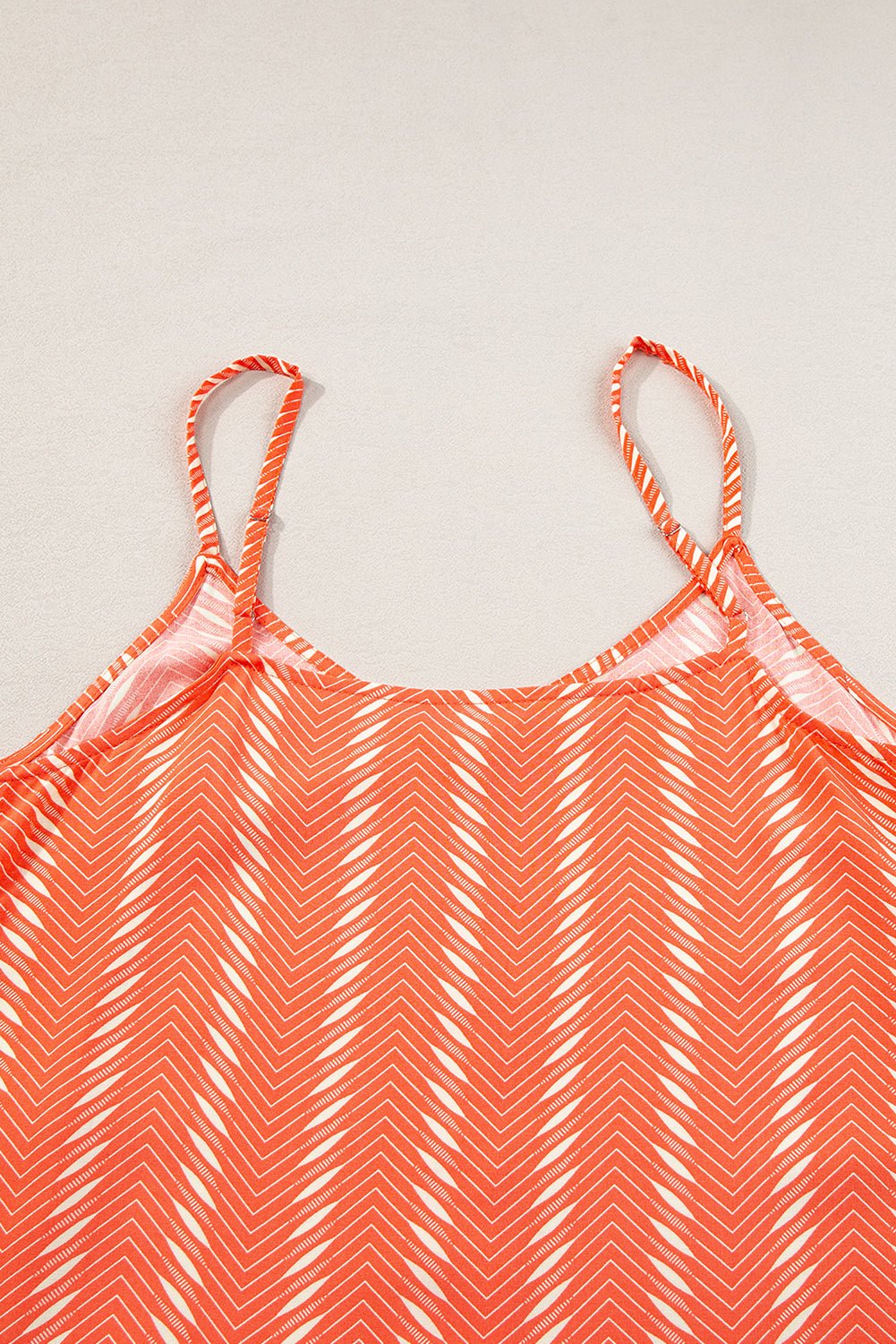 Orange Chevron Stripe Print Buttoned V Neck Cami Top