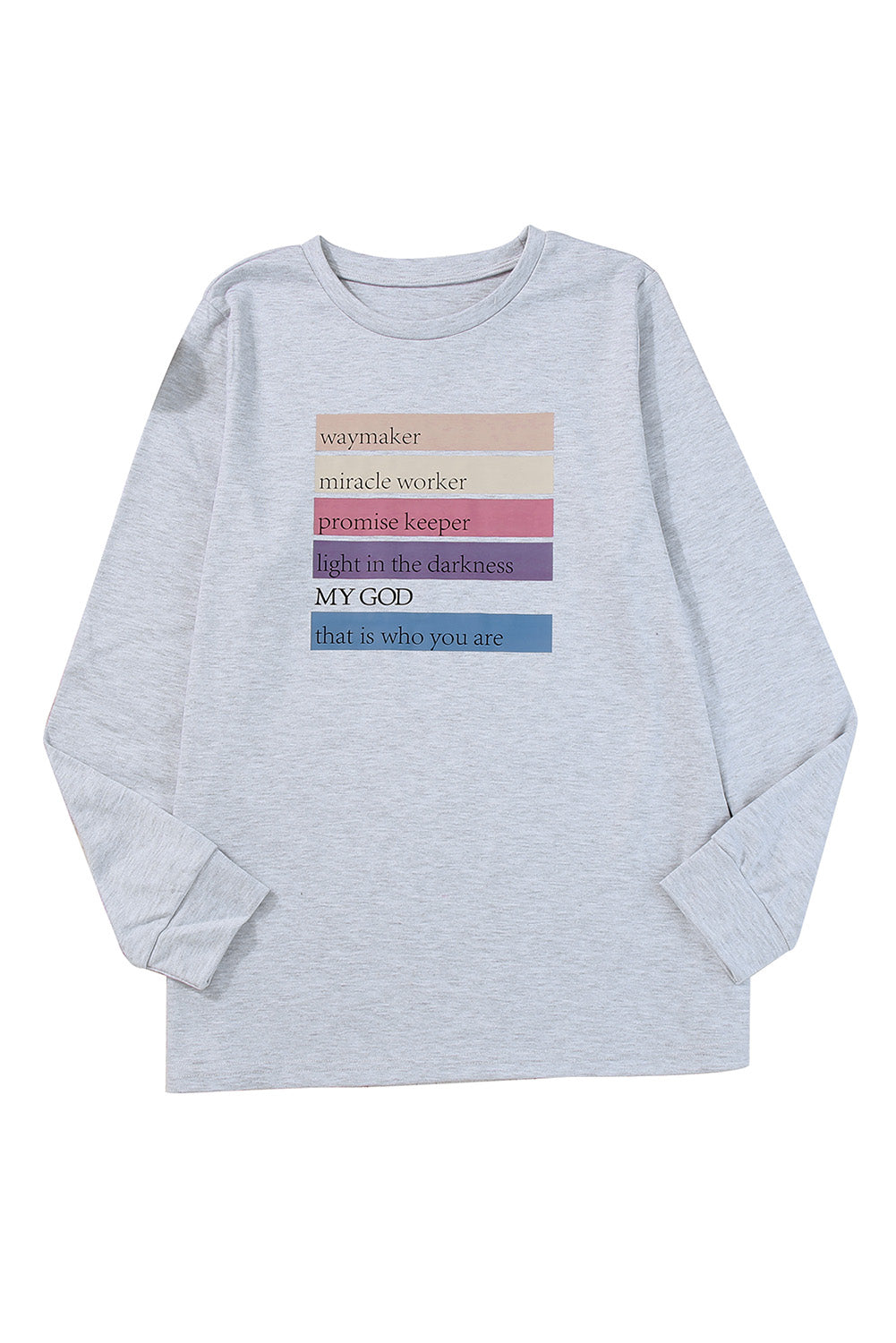 Gray MAY GOD Positive Words Print Long Sleeve Top