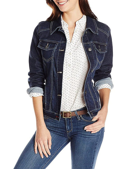 Classic Buttoned Pocket Blue Denim Jacket