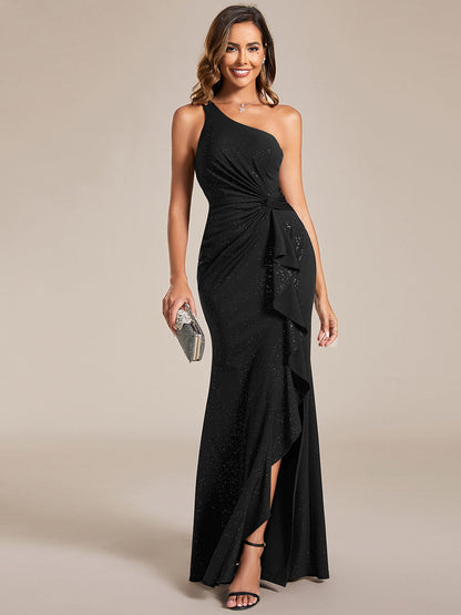 Shining One-Shoulder Spaghetti Strap Bodycon Evening Dresses