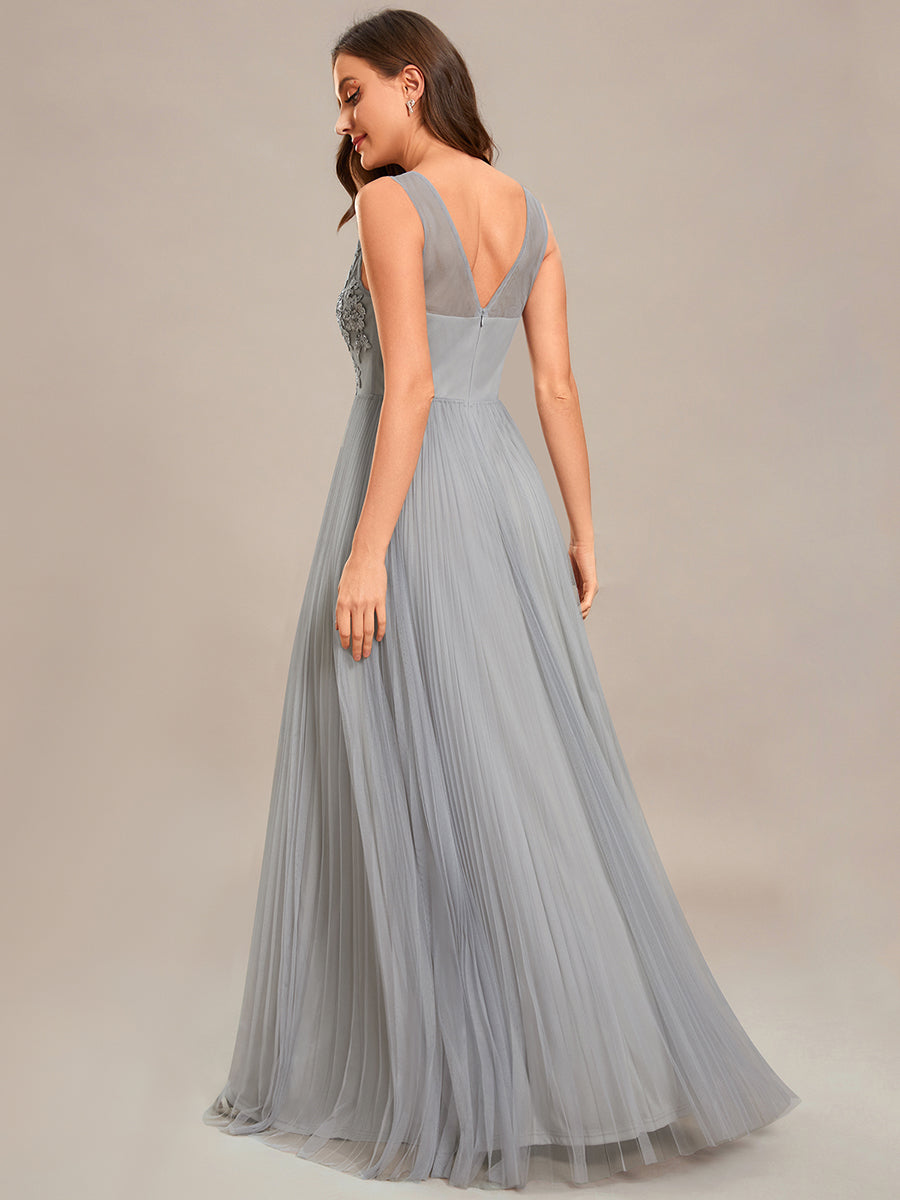 Elegant  Appliques  Chiffon A-Line Floor Length V Neck Sleeveless Wholesale Evening Dress