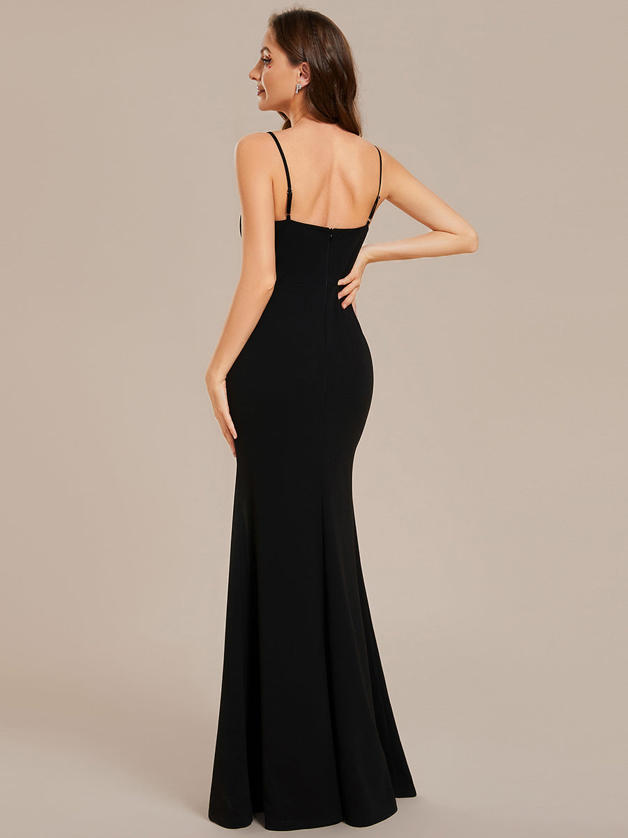 V Neck Side Split Fishtail Shiny Wholesale Evening Dresses