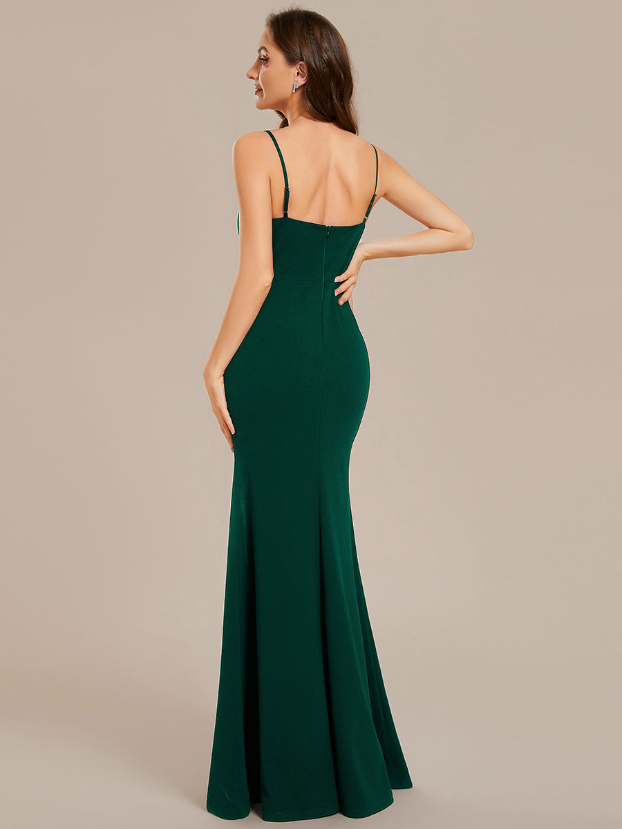 V Neck Side Split Fishtail Shiny Wholesale Evening Dresses