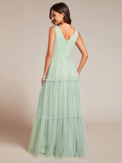 Embroidery V Neck Wholesale Chiffon Evening Dress With Sleeveless