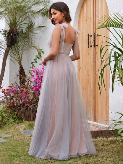 Appliques Lace Sweetheart Neckline Tulle Wholesale Bridesmaid Dress