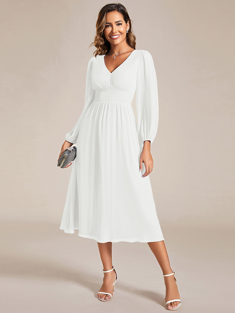 Knee Length Chiffon Wholesale Wedding Guest Dresses With Long Sleeves