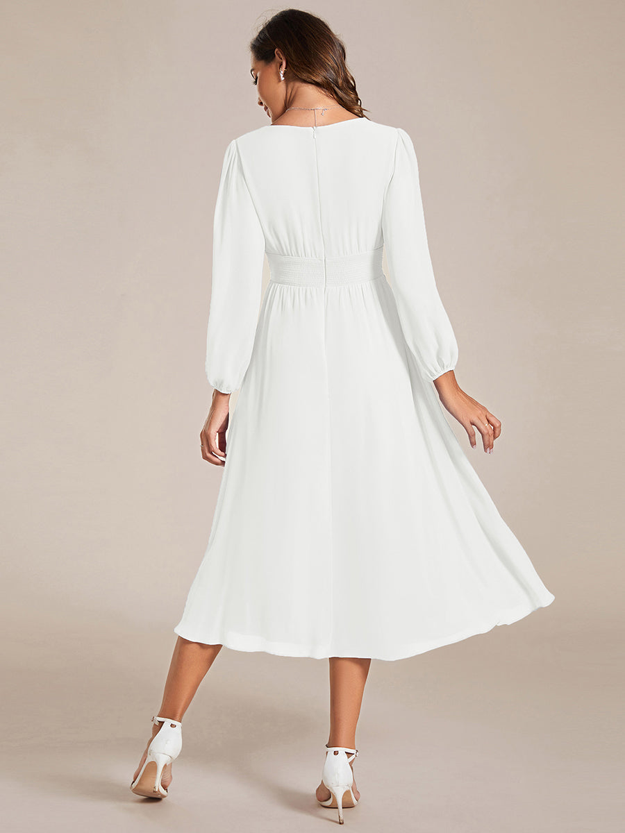 Knee Length Chiffon Wholesale Wedding Guest Dresses With Long Sleeves