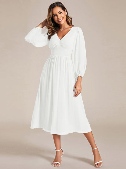 Knee Length Chiffon Wholesale Wedding Guest Dresses With Long Sleeves