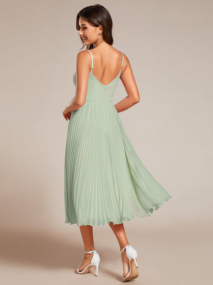 Chiffon Bownot Neck Midi Length Wholesale Wedding Guest Dress