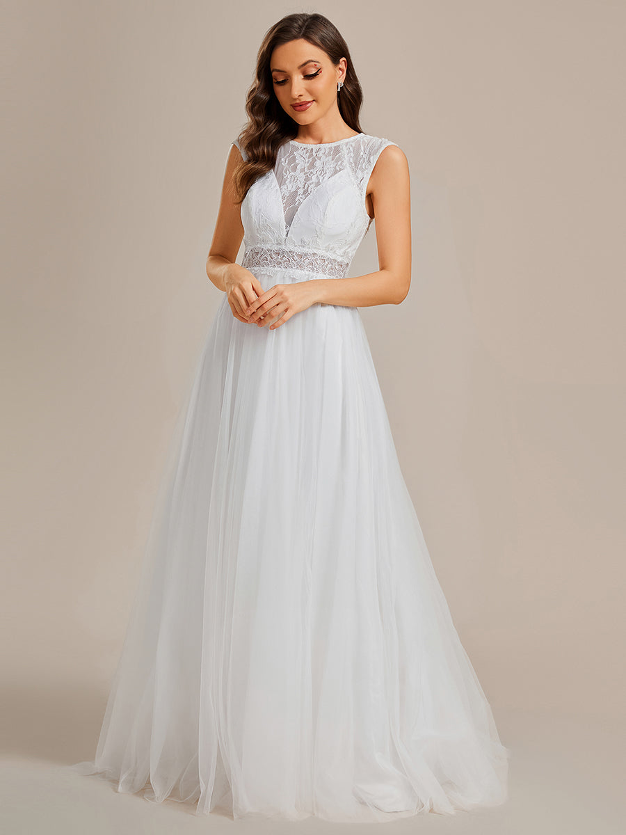 Elegant Hollow Lace Round Neck Wholesale Wedding Dresses