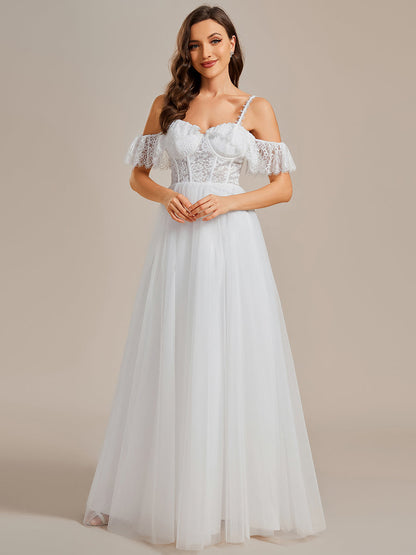 Spaghetti Straps See-Through Lace & Tulle Wholesale Wedding Dresses