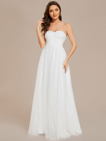 Elegant Pure Sequins Mesh Beaded Sweetheart Neck Wholesale Wedding Dresses