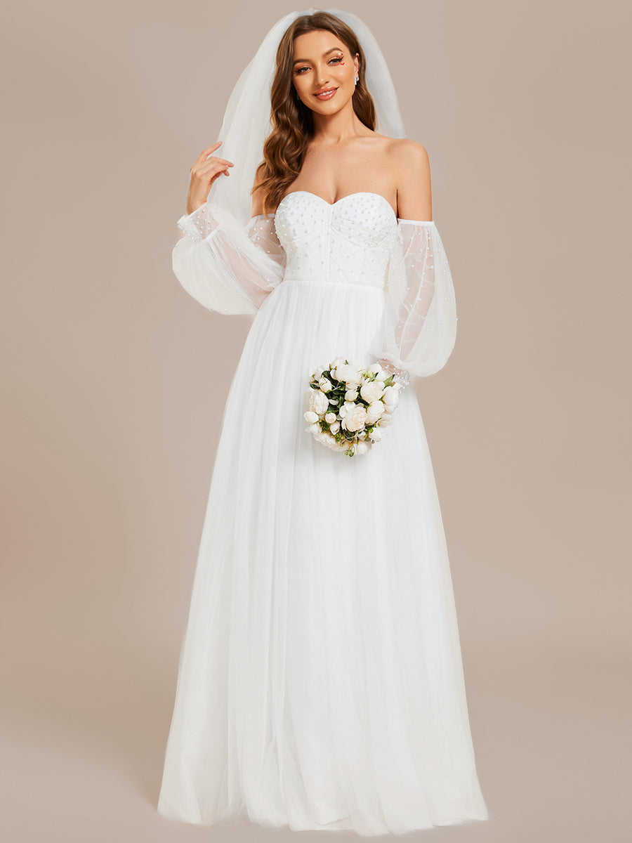 Elegant Pure Sequins Mesh Beaded Sweetheart Neck Wholesale Wedding Dresses