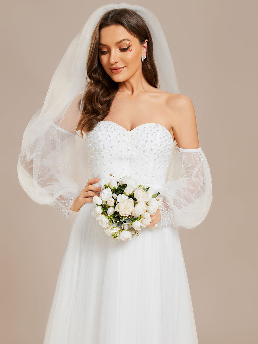 Elegant Pure Sequins Mesh Beaded Sweetheart Neck Wholesale Wedding Dresses