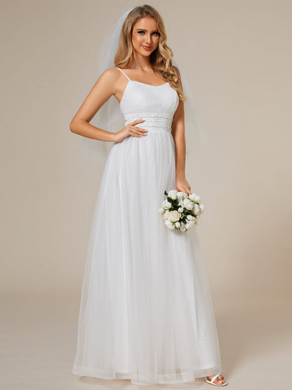 Maxi Long Sequin Tulle Wholesale Sleeveless Wedding Dresses