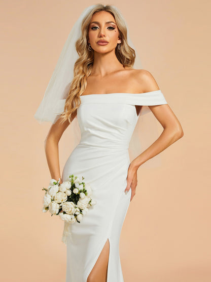 Maxi Long Side Split Wholesale Wedding Dresses With Off Shoulder