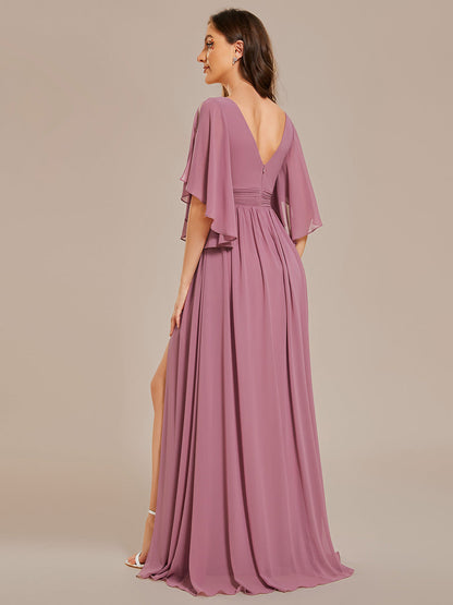 V Neck Pleated Belt Wholesale Chiffon Bridesmaid Dresses