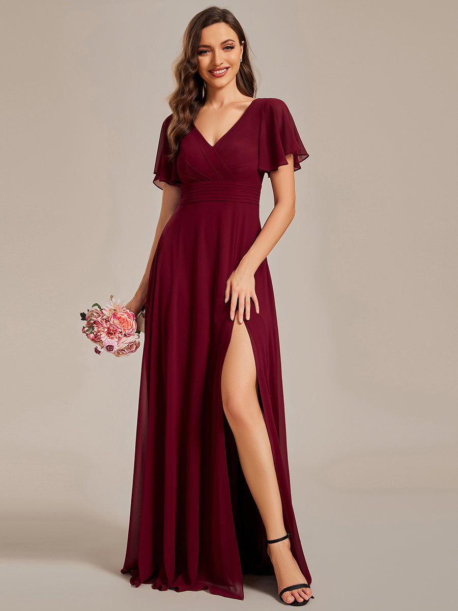 Hollow Embroidery Back Side Split Maxi Wholesale Bridesmaid Dresses