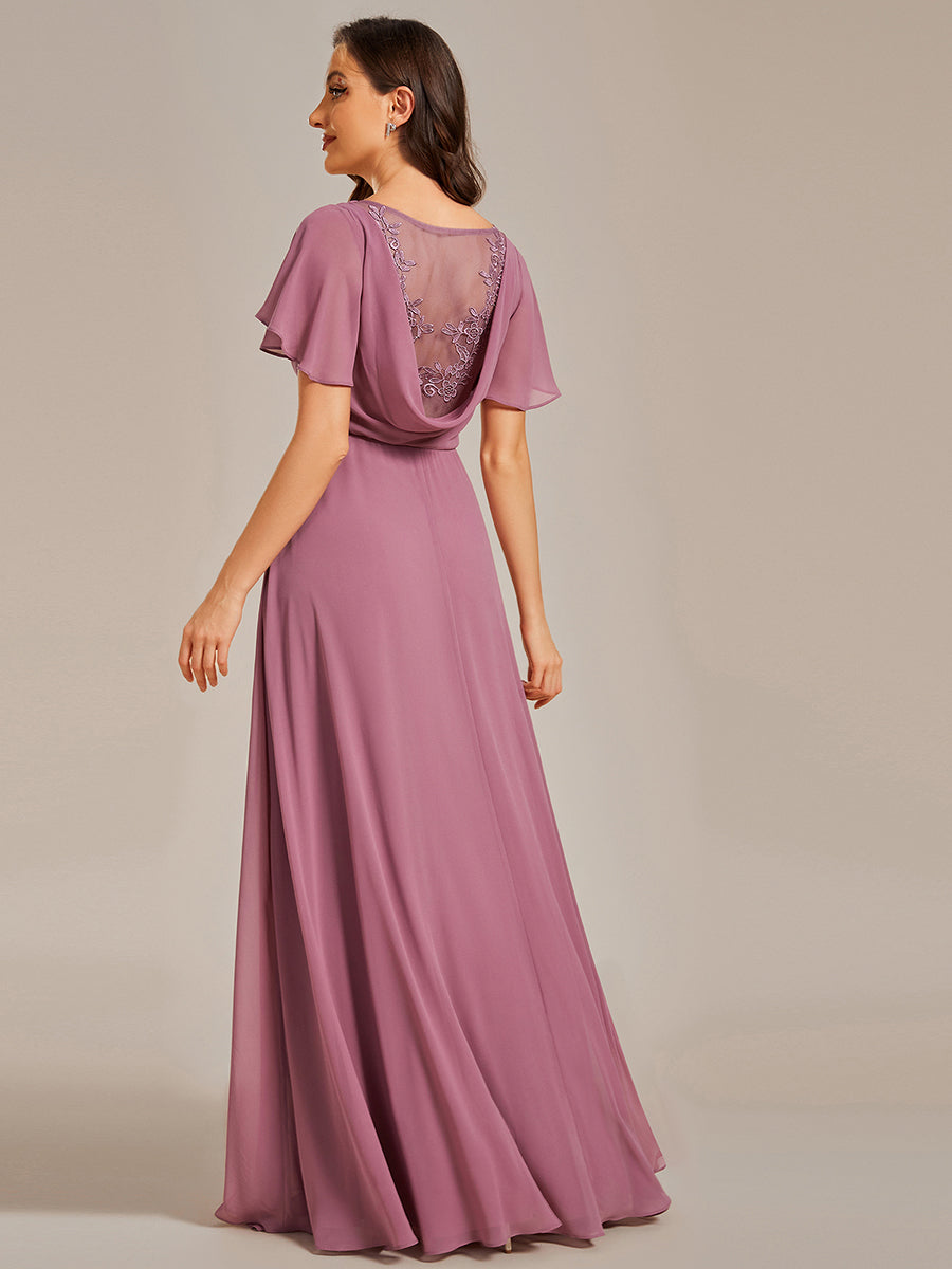 Hollow Embroidery Back Side Split Maxi Wholesale Bridesmaid Dresses