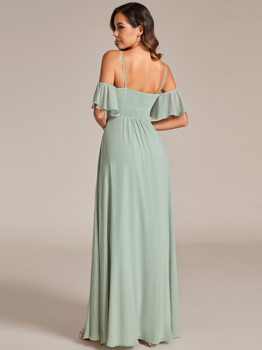 Maxi Long Cold Shoulder Wholesale Bridesmaid Dresses With Short Sleeves