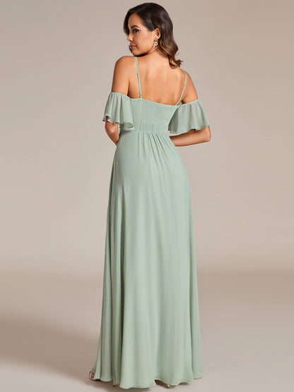 Maxi Long Cold Shoulder Wholesale Bridesmaid Dresses With Short Sleeves