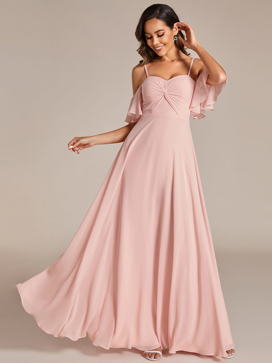 Maxi Long Cold Shoulder Wholesale Bridesmaid Dresses With Short Sleeves