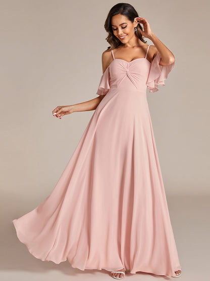 Maxi Long Cold Shoulder Wholesale Bridesmaid Dresses With Short Sleeves