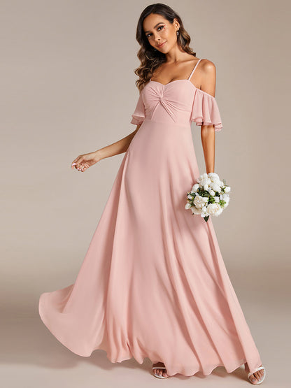 Maxi Long Cold Shoulder Wholesale Bridesmaid Dresses With Short Sleeves