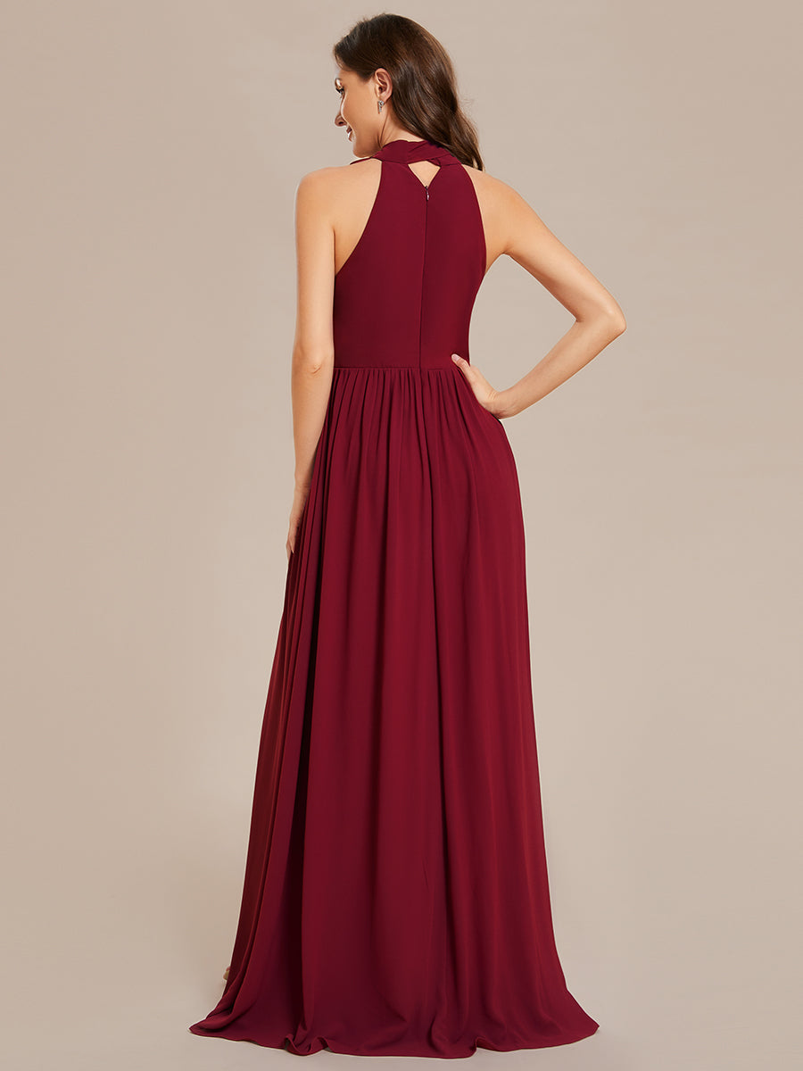 Wholesale Chiffon Halter Neckline Sleeveless Evening Dresses