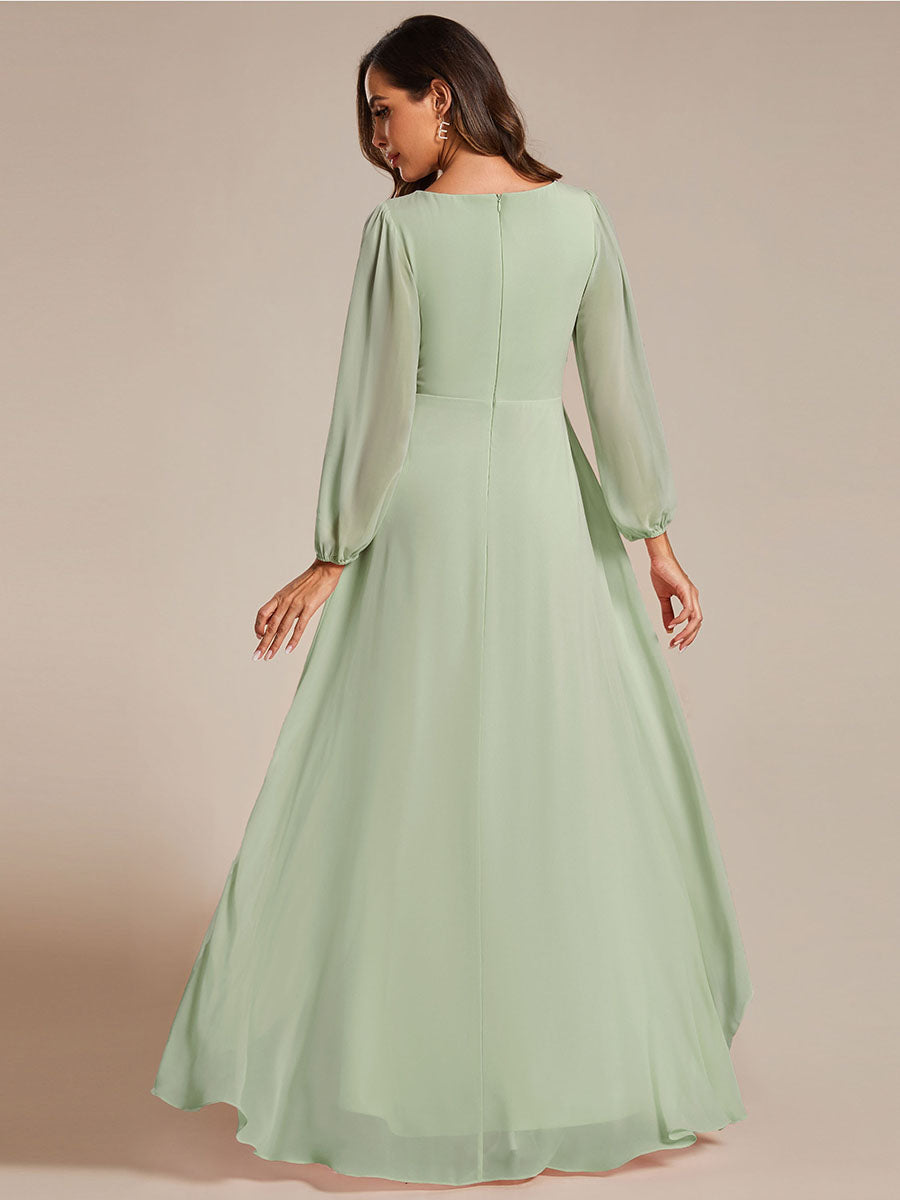 Maxi Long Chiffon Wholesale Evening Dresses With Long Sleeves