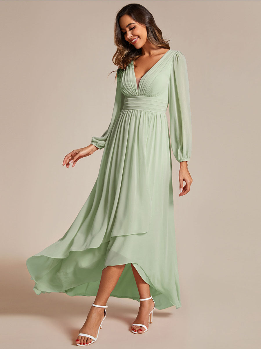 Maxi Long Chiffon Wholesale Evening Dresses With Long Sleeves