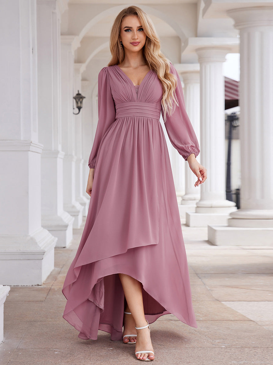 Maxi Long Chiffon Wholesale Evening Dresses With Long Sleeves