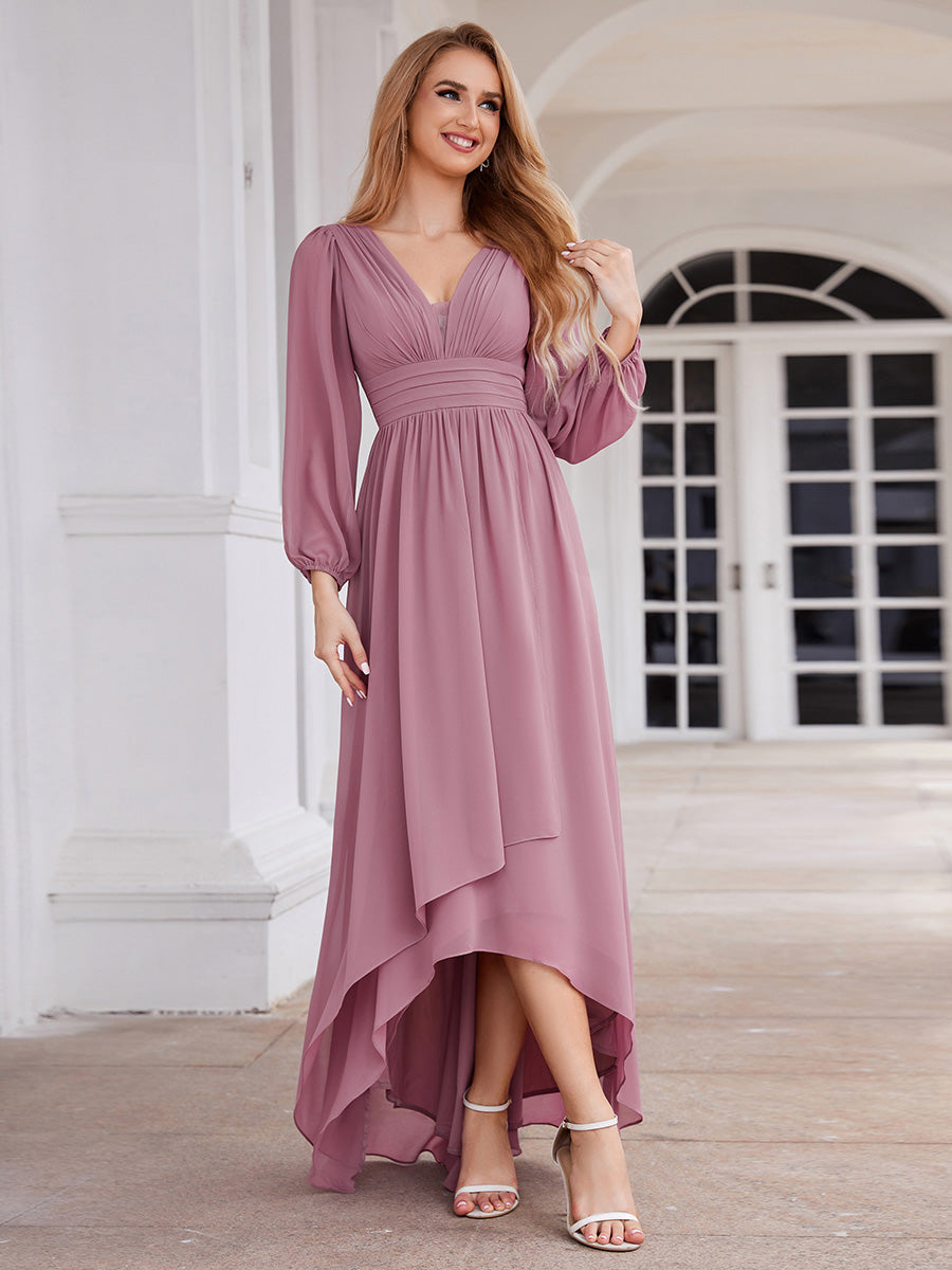 Maxi Long Chiffon Wholesale Evening Dresses With Long Sleeves