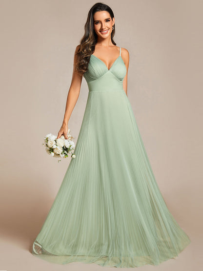 Mesh Contrast Wholesale Bridesmaids Dresses With Spaghetti Straps