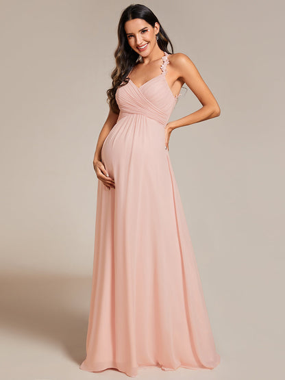 Chiffon Halter Neck Backless Cross Strap Bridesmaid Dress