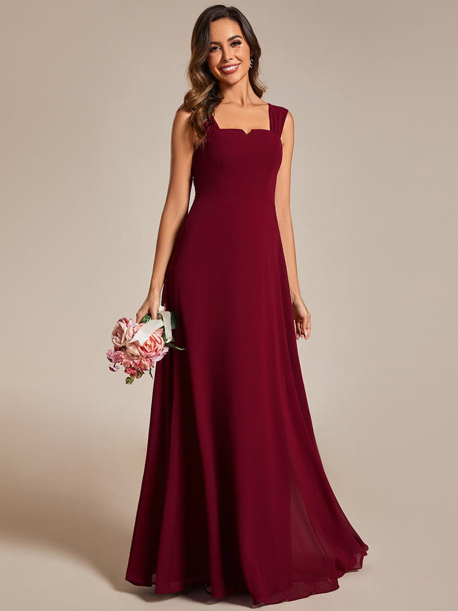 Chiffon Square Neck Wholesale Bridesmaid Dress With Sleeveless