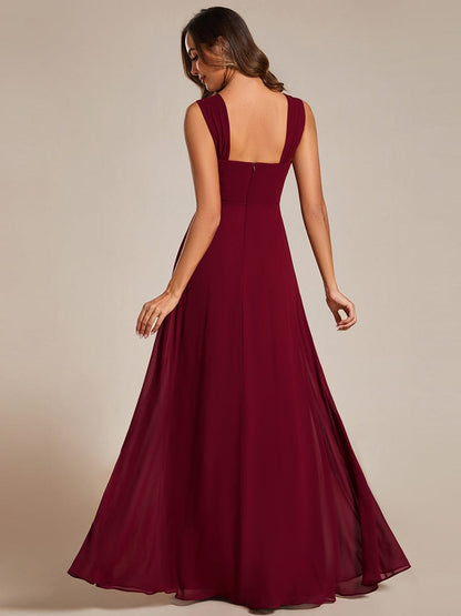 Chiffon Square Neck Wholesale Bridesmaid Dress With Sleeveless