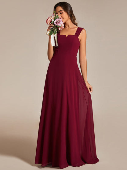 Chiffon Square Neck Wholesale Bridesmaid Dress With Sleeveless