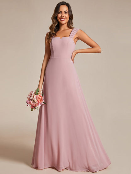 Chiffon Square Neck Wholesale Bridesmaid Dress With Sleeveless