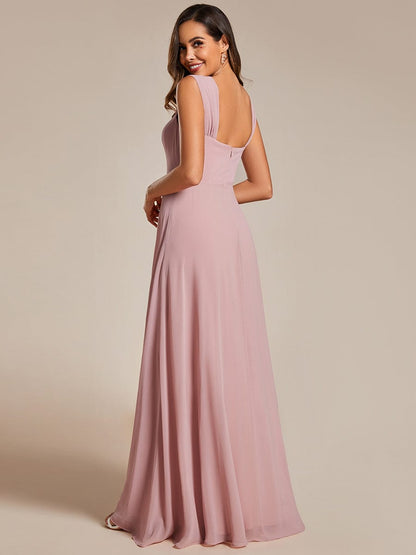 Chiffon Square Neck Wholesale Bridesmaid Dress With Sleeveless