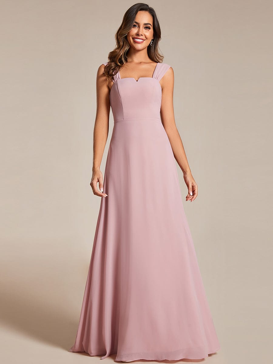 Chiffon Square Neck Wholesale Bridesmaid Dress With Sleeveless