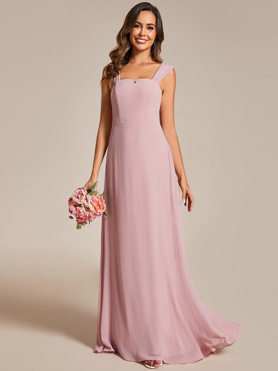 Chiffon Square Neck Wholesale Bridesmaid Dress With Sleeveless